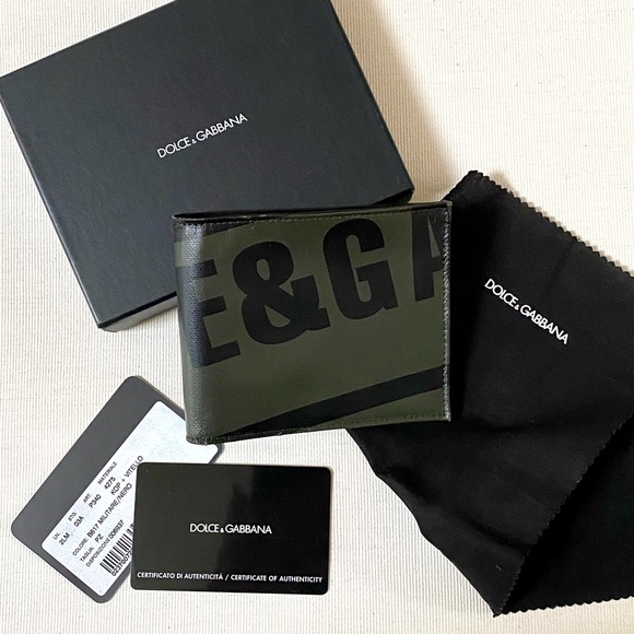 DOLCE & GABBANA MEN’S LEATHER BIFOLD WALLET, VINTAGE, RARE GRN/BLK, NEW W/ TAGS - Picture 8 of 15